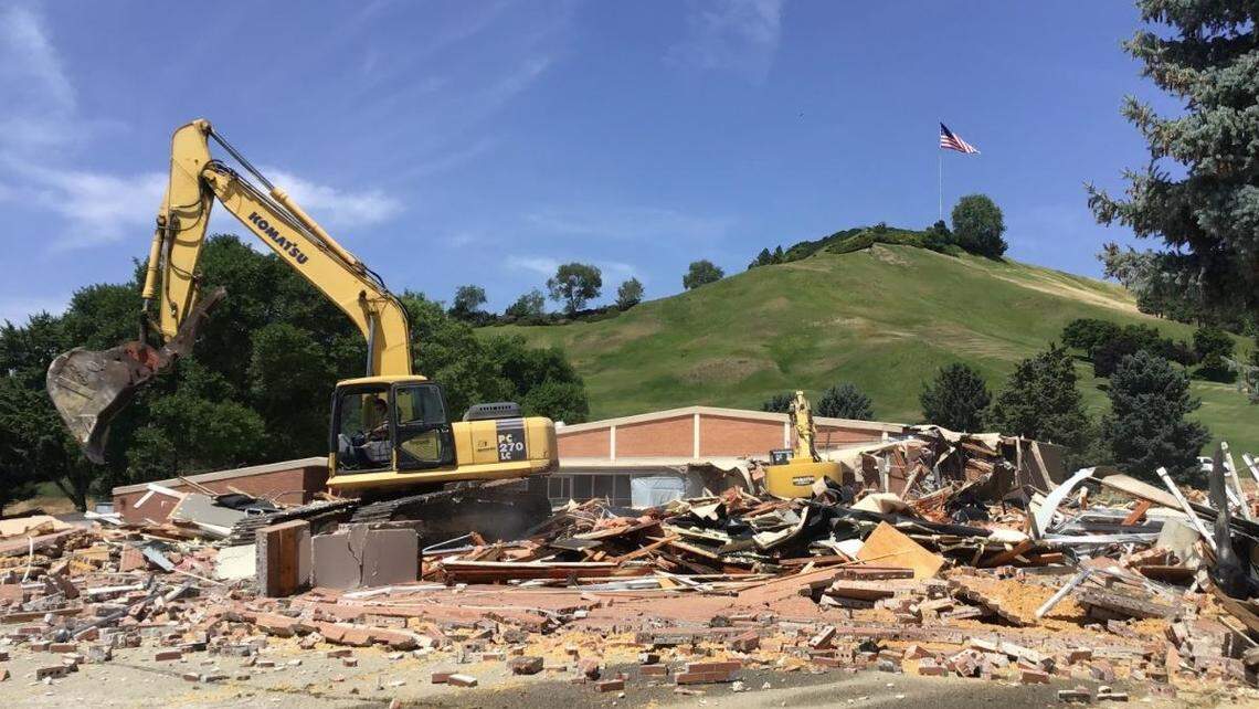 Boise’s old Highlands Elementary School, 3434 N. Bogus Basin Road, being demolished in August 2019.