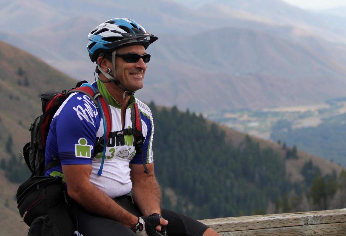 Greg Henke biking on Bald Mountain.