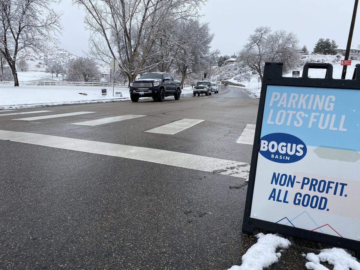 Signs at Bogus Basin Road and Curling Drive on Jan. 12 alert skiers and snowboarders that parking at Bogus Basin Mountain Recreation Area is full. The ski area has become busier as the Boise area grows.
