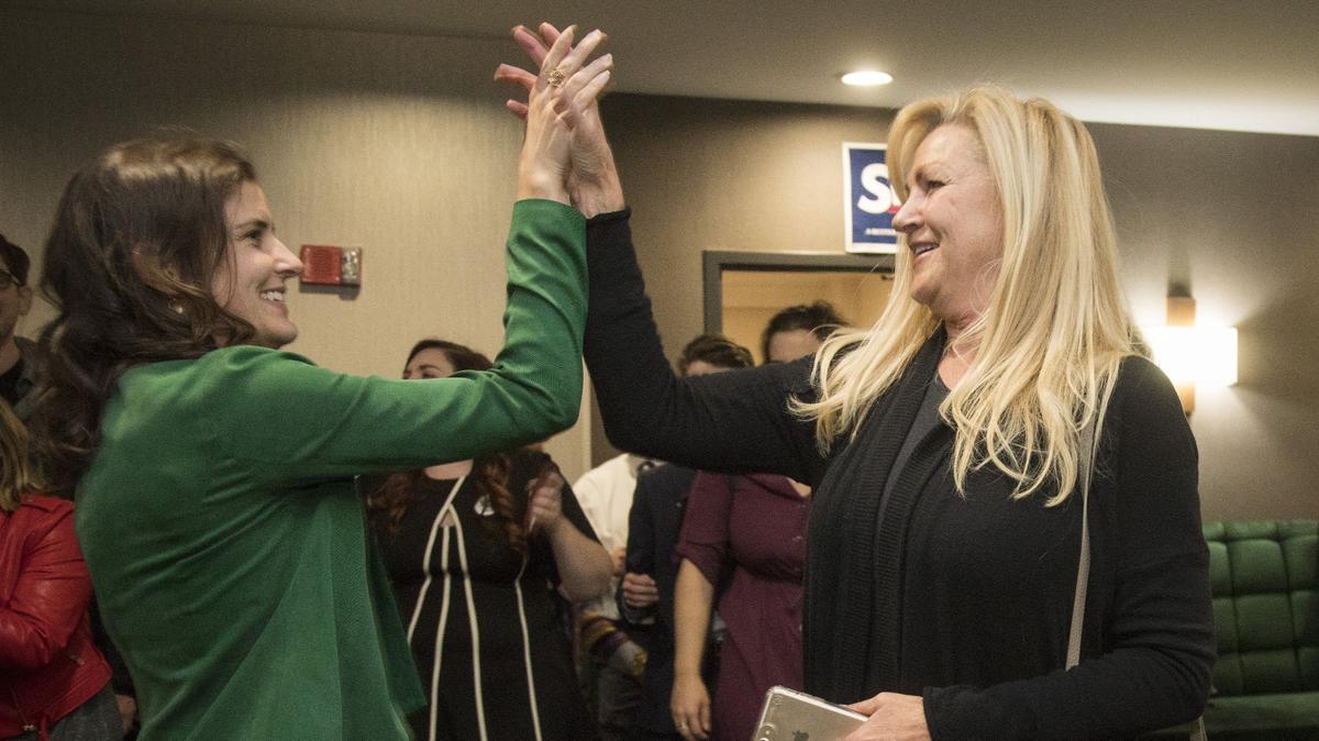 “We flipped the commission,” said Democrat Diana Lachiondo, left, who defeated incumbent Republican Ada County Commissioner Jim Tibbs in 2018. Kendra Kenyon, right, defeated Republican Sharon Ullman to give Democrats a majority of the commission. Growth and the anxieties it has caused Treasure Valley residents was a major theme of the campaign.