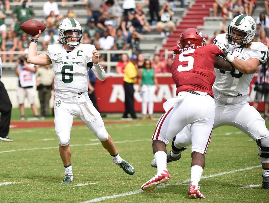 Portland State quarterback Davis Alexander has thrown for 373 yards and run for 50 this season.
