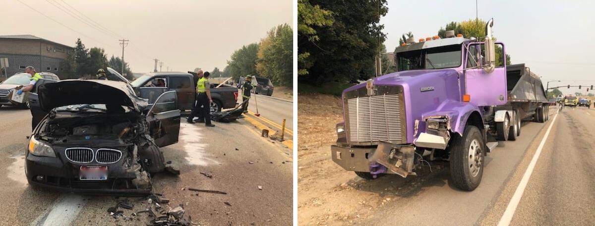 The aftermath of a crash involving a flashing yellow arrow at the intersection of Idaho 55 and Hill Road. “The blinking yellow arrow means you must yield to oncoming traffic. Every time. You can only turn left on a flashing yellow if oncoming traffic is a safe distance away,” the Eagle Police Department wrote in a Facebook post. “Don’t those feel like a couple of sentences we could just copy and paste and put into a new Facebook post every few weeks — and it would be timely and newsworthy? The answer is yes, because those crashes keep happening.”