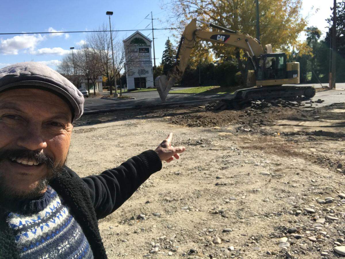 Javier Andrade watches an excavator dig Oct. 28 at the future site of Andrade’s restaurant at 4620 W. Overland Road.