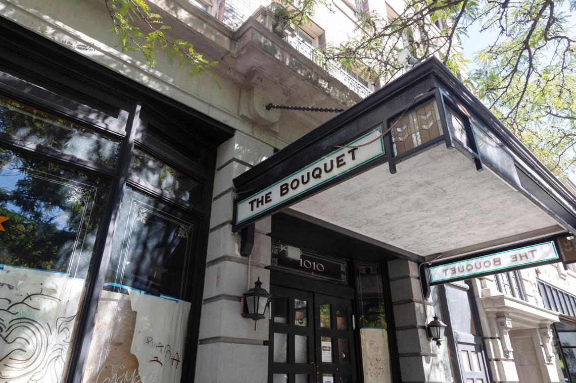 The Bouquet sign still adorns the building entrance. Though it was not always located in the Averyl, The Bouquet has a long history of its own. It originally opened at 711 Main St. in 1902 and was “a rough-and-tumble place with card games and call girls and frequent fisticuffs,” according to a 1994 article on the history of the Blues Bouquet.