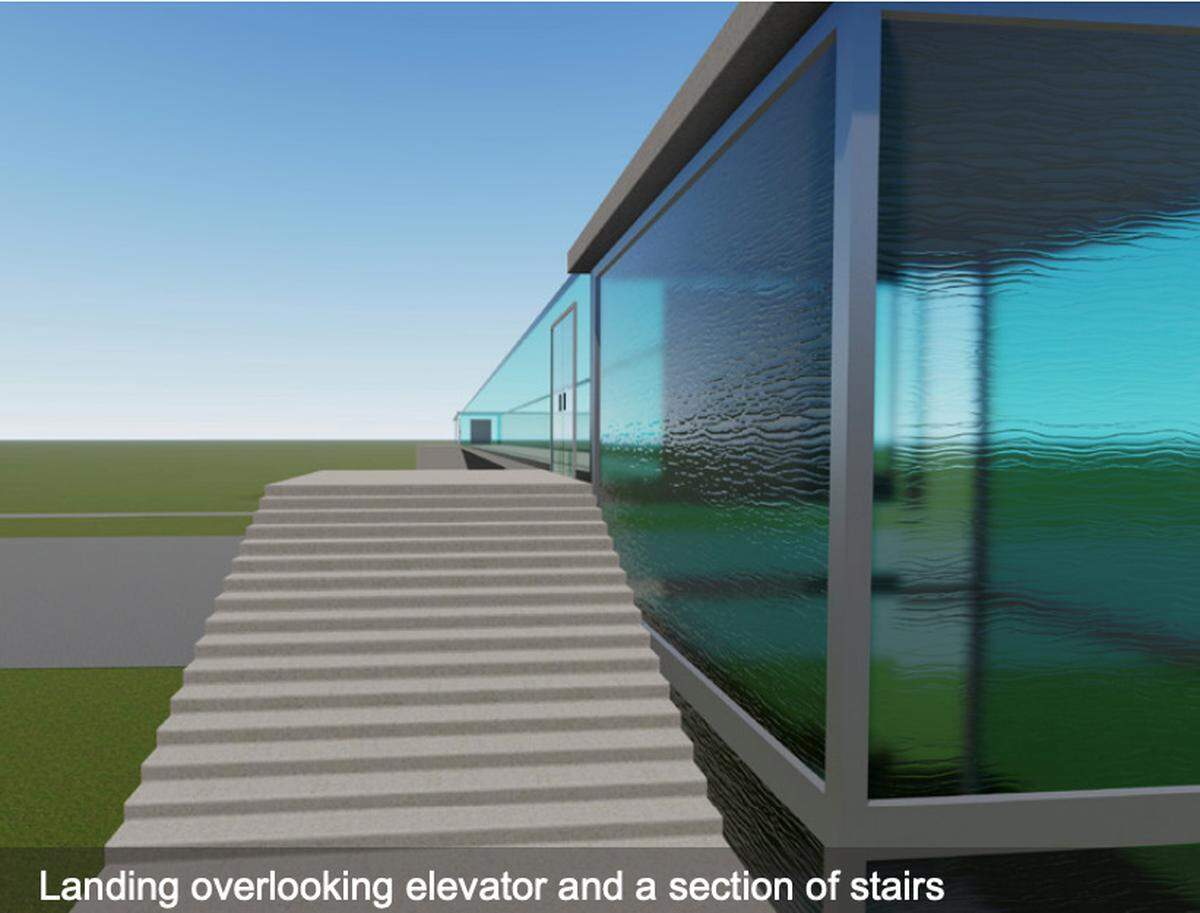 One option would include a building with an elevator so the bridge would be wheelchair accessible. 