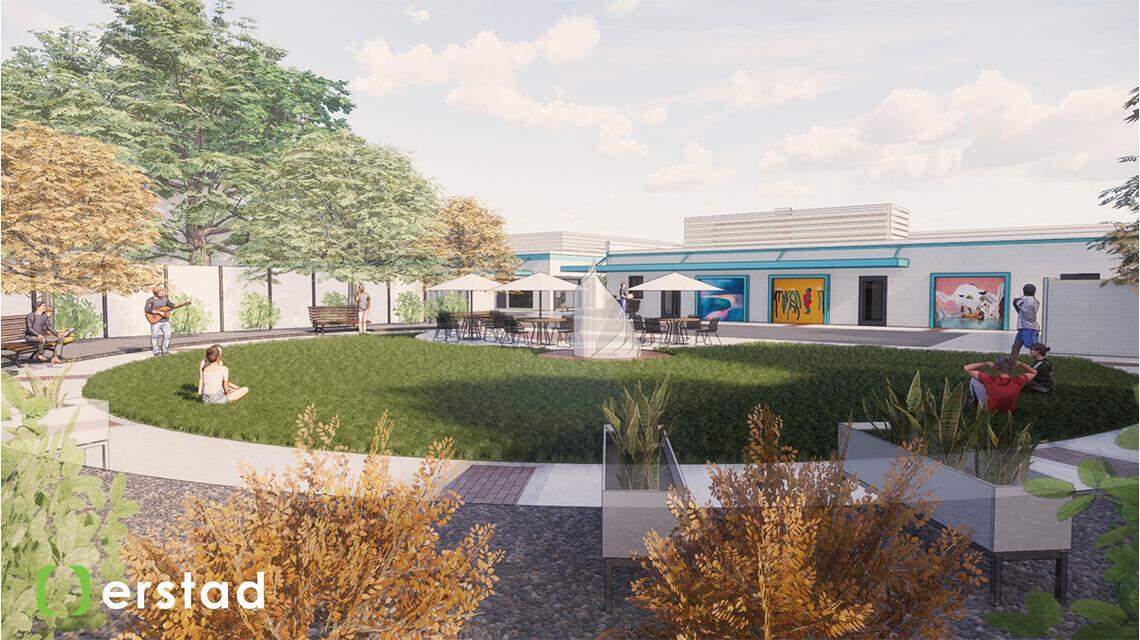 An outdoor area for adults to relax is featured in the new design.