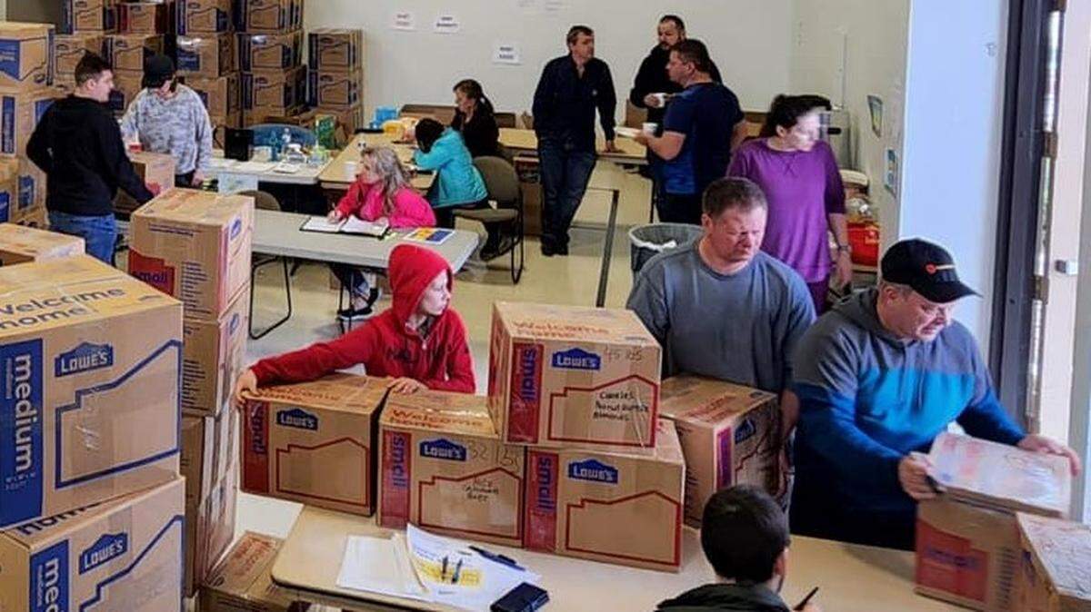 Volunteers spent more than a week packaging donated items to local Slavic churches to prepare them for shipment to Ukraine.