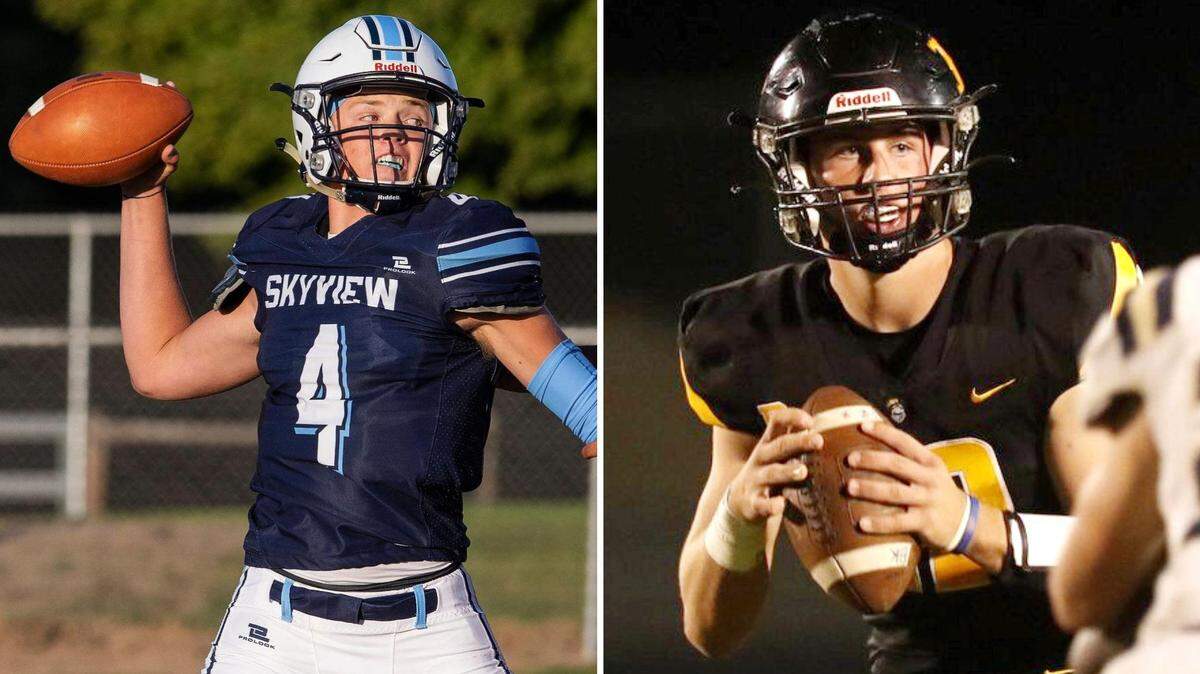 Skyview’s Max Cutforth, left, and Bishop Kelly’s Hadley Smith both return as starting quarterbacks for their teams in the 4A SIC this fall.