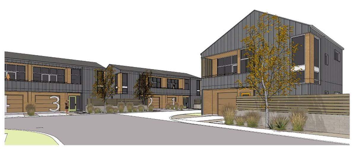 A rendering of proposed buildings on Adams Street as part of the Garden Phoenix project. The City Council unanimously approved the project Monday.