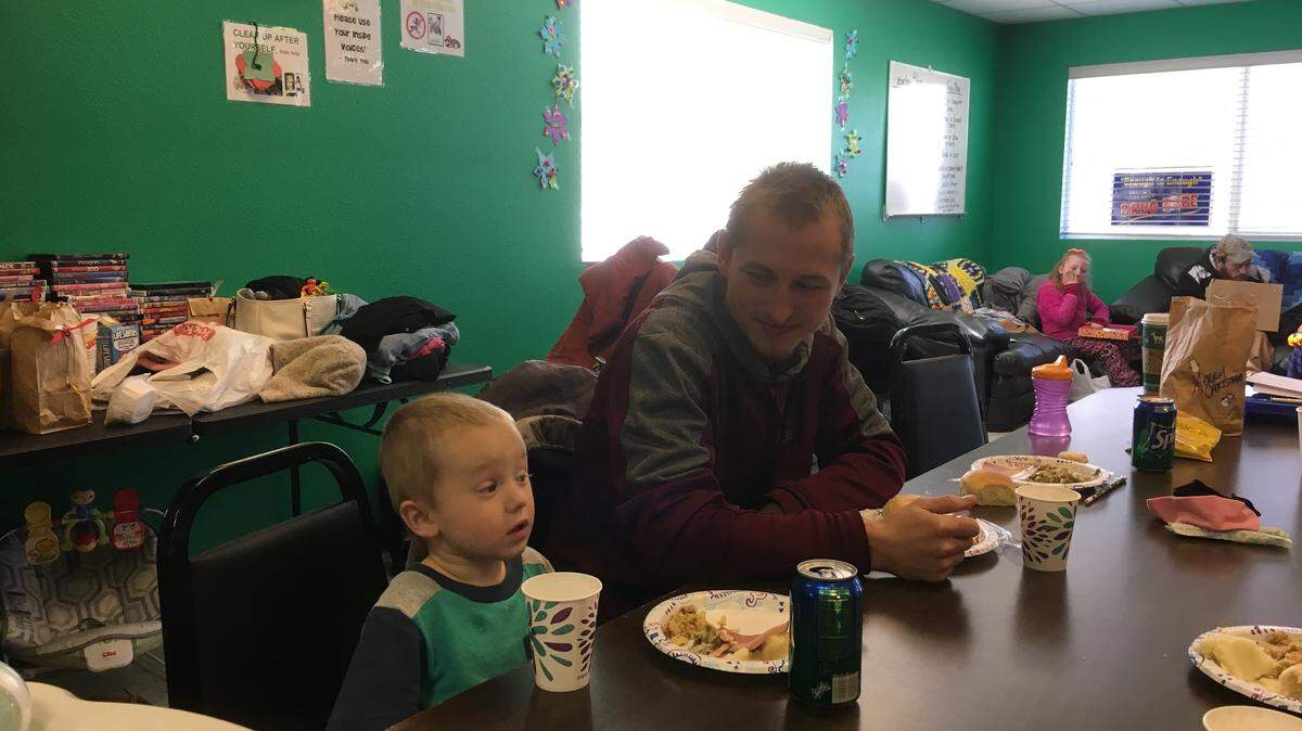 The Pioneer Day Shelter offers parents and children a hot meal and activities on Saturdays and Sundays during the winter months.