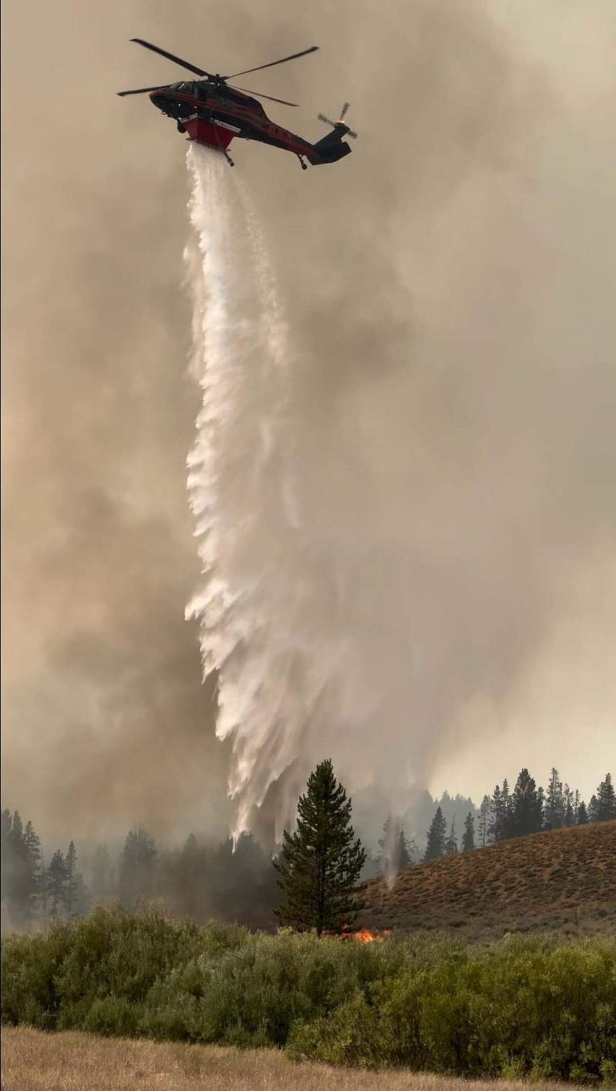 Officials have employed aerial firefighting techniques in Stanley.