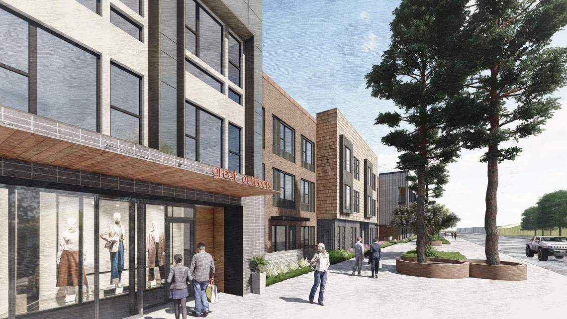 Plans call for two, three-story buildings with ground floor retail, amenity space and a pool.