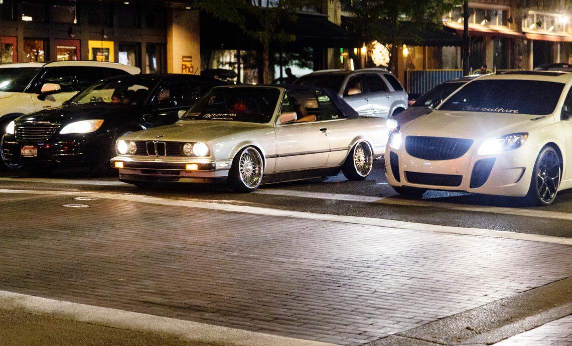 Cars rev their engines while at a stop light on Idaho Street in Boise on Friday. Loud vehicles circling the downtown blocks of Boise are a common sight and sound on Friday and Saturday nights.