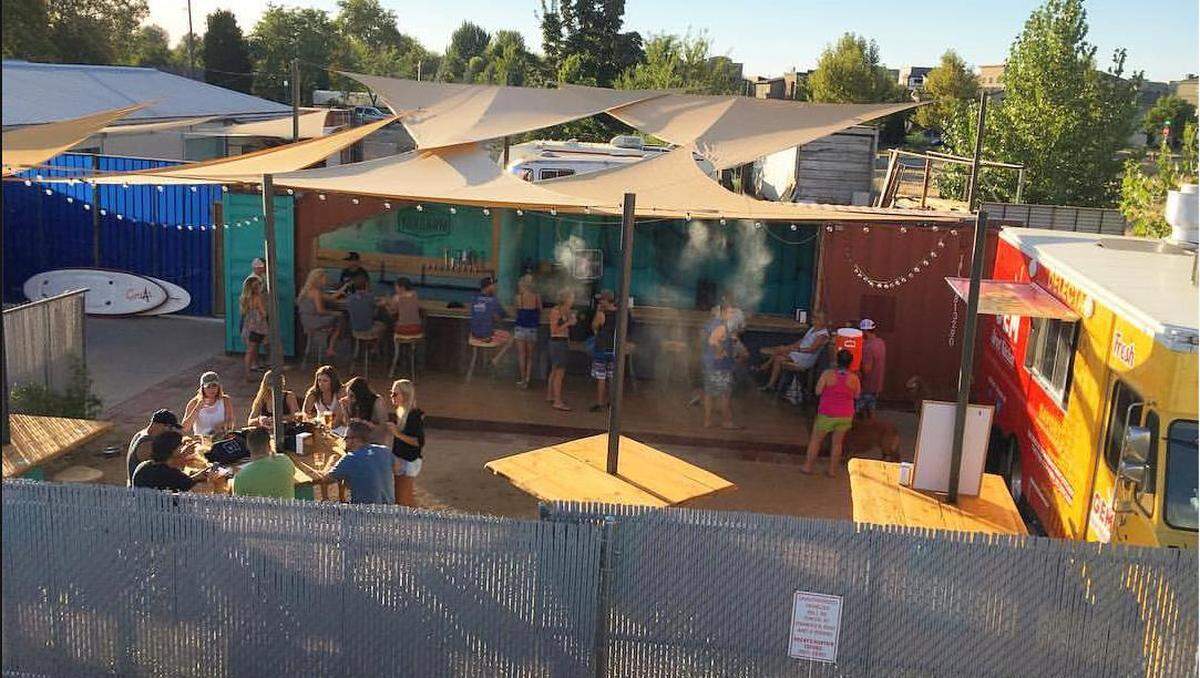 Converted shipping-container bar The Yardarm in Boise.