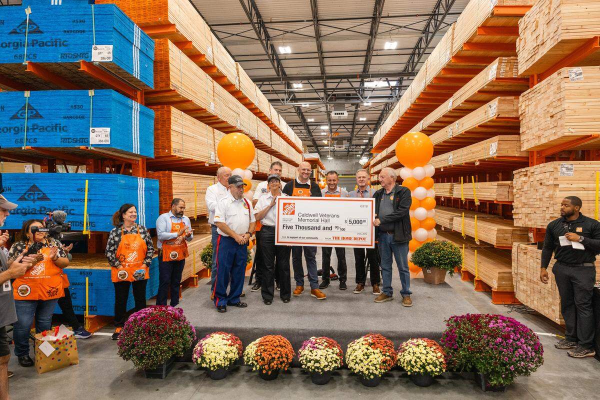 Home Depot donated $5,000 to the Caldwell Veterans Memorial Hall at the store’s grand opening celebration on Oct. 2.