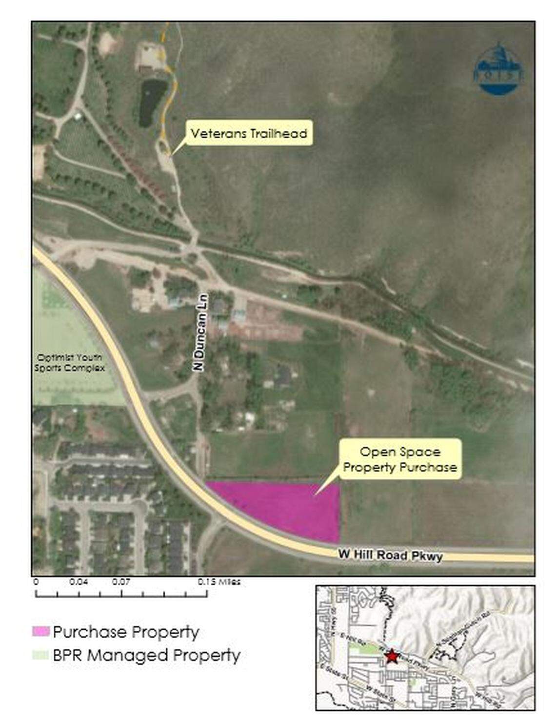 The City of Boise has closed on the purchase of an approximately 2.6-acre piece of open space property. The parcel is located along Hill Road and Duncan Lane in Northwest Boise.