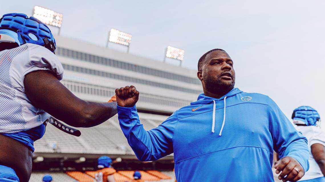 Boise State running backs coach Keith Bhonapha signed a three-year contract, which will pay him $125,000 this year but could quickly make him one of the highest-paid assistants on head coach Andy Avalos’ staff.
