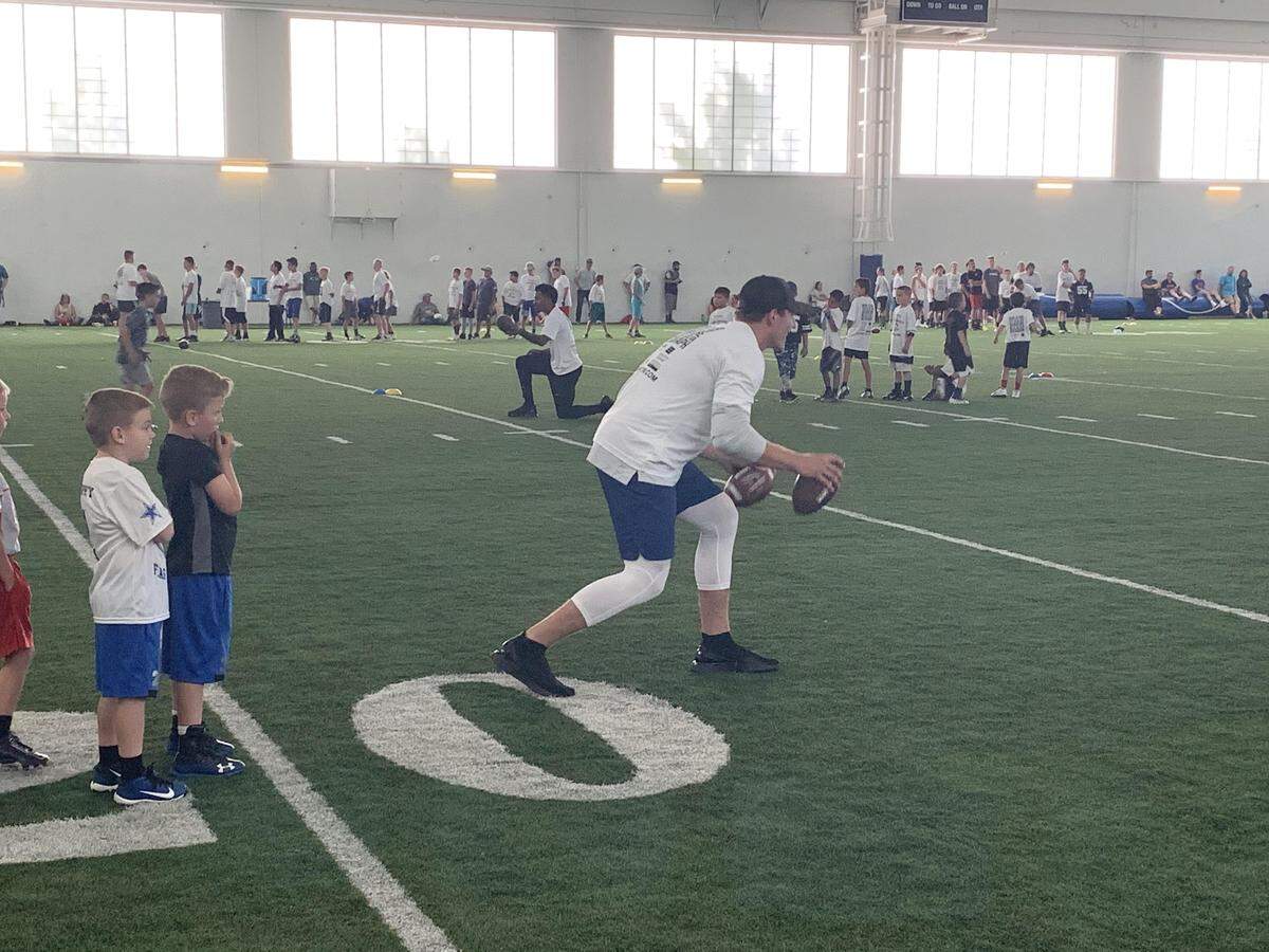 Leighton Vander Esch, the 19th pick in the 2018 NFL Draft, was back at Boise State on Saturday to hold a football skills camp for children.