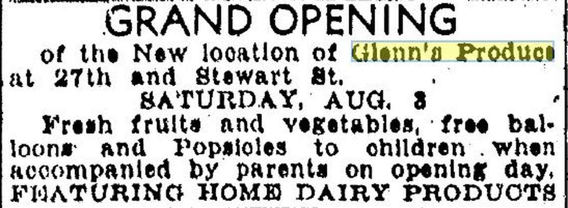 Glenn’s Produce moved from Main Street to 819 N. 27th St. on Aug. 3, 1957. This classified ad in the Idaho Statesman announced the move. The store became Jerry’s 27th Street Market in 1970.