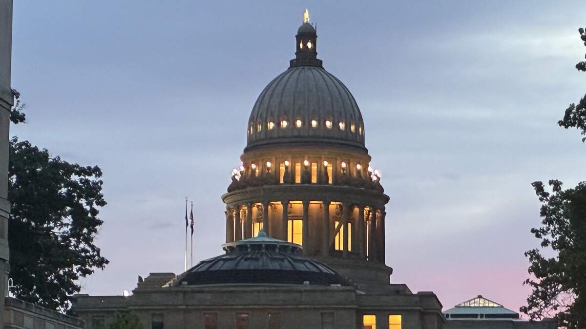 The Idaho Capitol in Boise, as seen on at dusk on July 5, 2026. The Statehouse houses the statewide elected offices of the governor, lieutenant governor, attorney general and secretary of state.