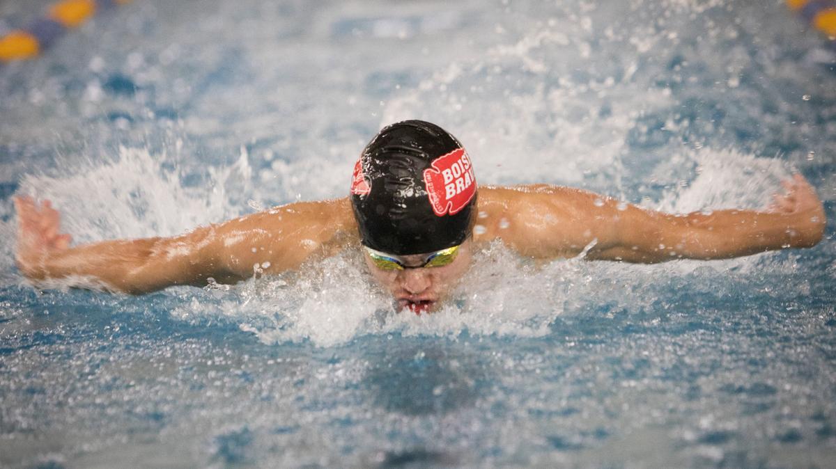 Boise’s Timothy Wong races toward a runner-up finish in the individual medley at the 5A state swimming championships on Saturday.