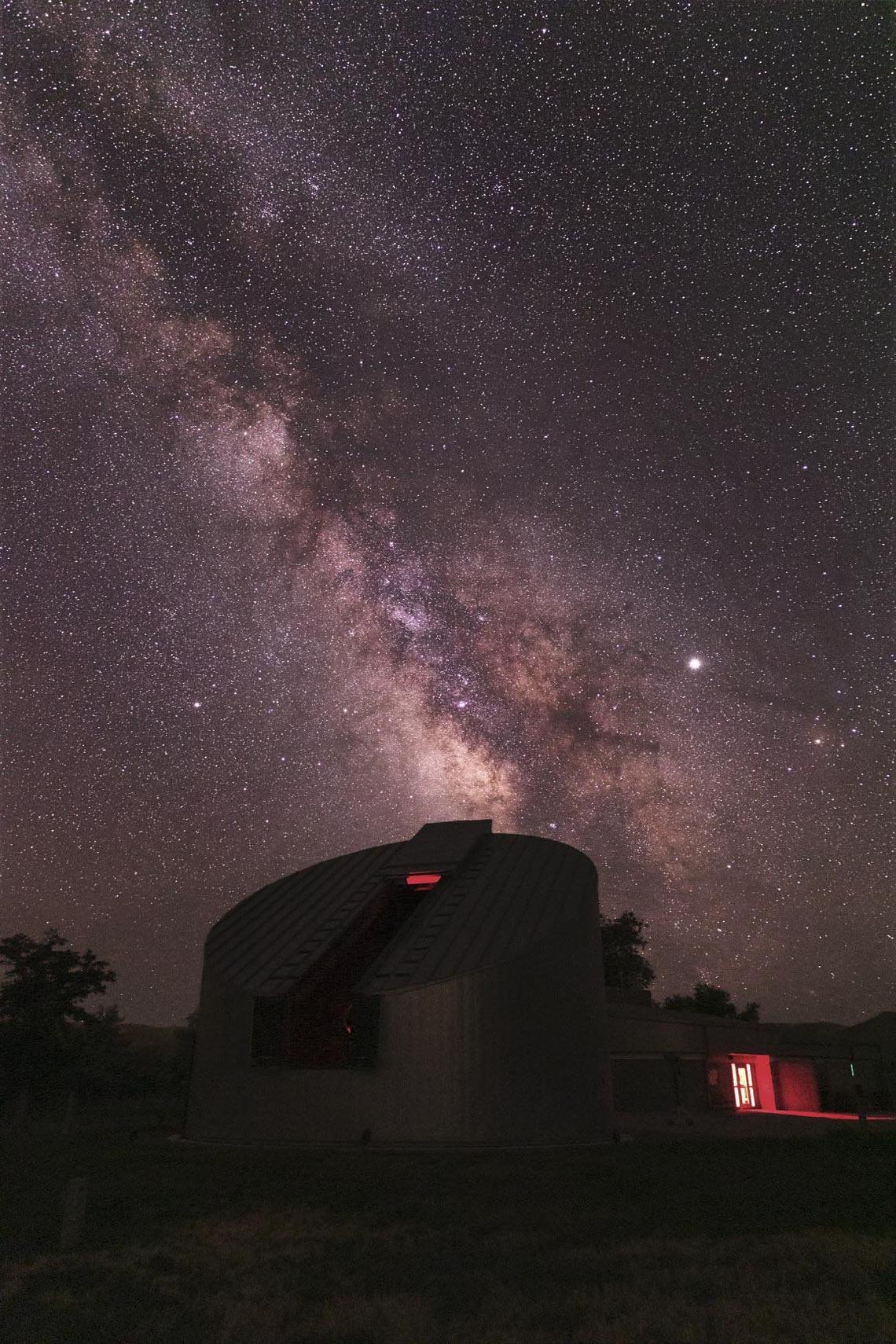 The Milky Way Galaxy looms bright in photographs unencumbered by light pollution in the night sky at Bruneau Dunes State Park. The Bruneau observatory, hosts star parties on a regular basis.