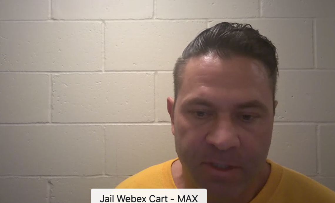 Kyle Chapman, 46, during his Jan. 12 arraignment. Chapman faces a charge of battery against health care workers, a felony, after allegedly grabbing a Saint Alphonsus employee against her will. 
