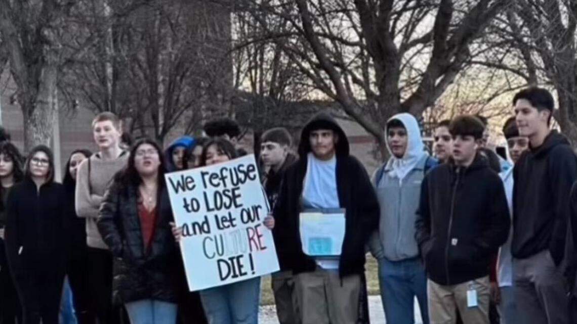 Brenda Hernandez, a student at Caldwell High School, organized a rally after her teachers and principal asked her to remove a hoodie in December with the words “brown pride.”
