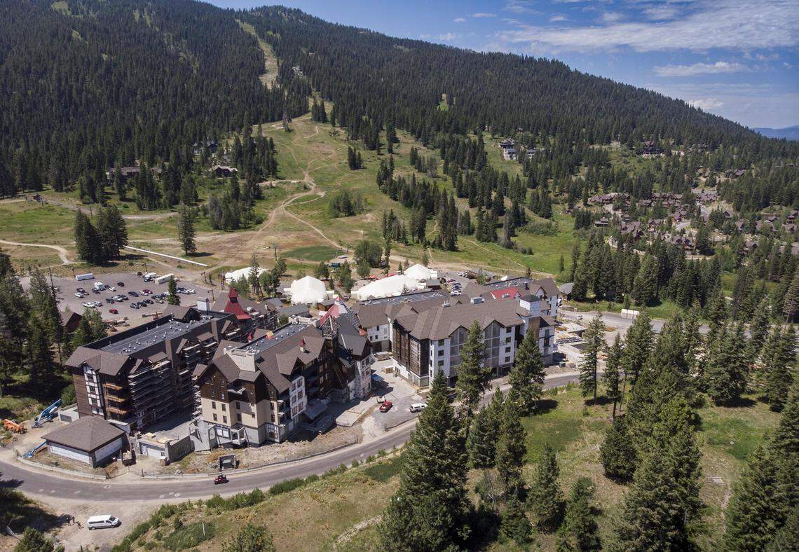 Tamarack Resort is working to finish a portion of the Village Plaza condominiums at by the end of summer. Construction of the structures has been intermitten over the past decade through changing ownership. A tour of the facilitiy was offered to media and local civic groups Saturday, July 13, 2019 near Cascade Lake southwest of Donnelly.