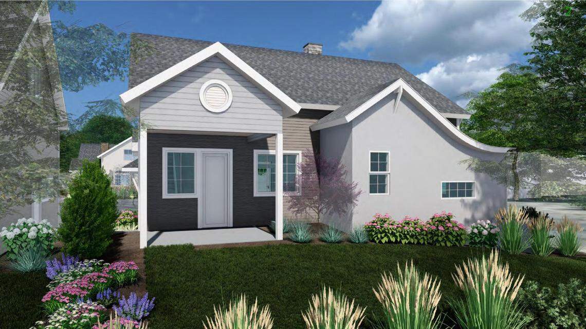 This rendering shows the potential future view of a house at 10009 W. McMillan Road in Northwest Boise. A developer plans to build 12 multifamily units on six lots. Each lot would have a single-family home and an accessory dwelling unit.