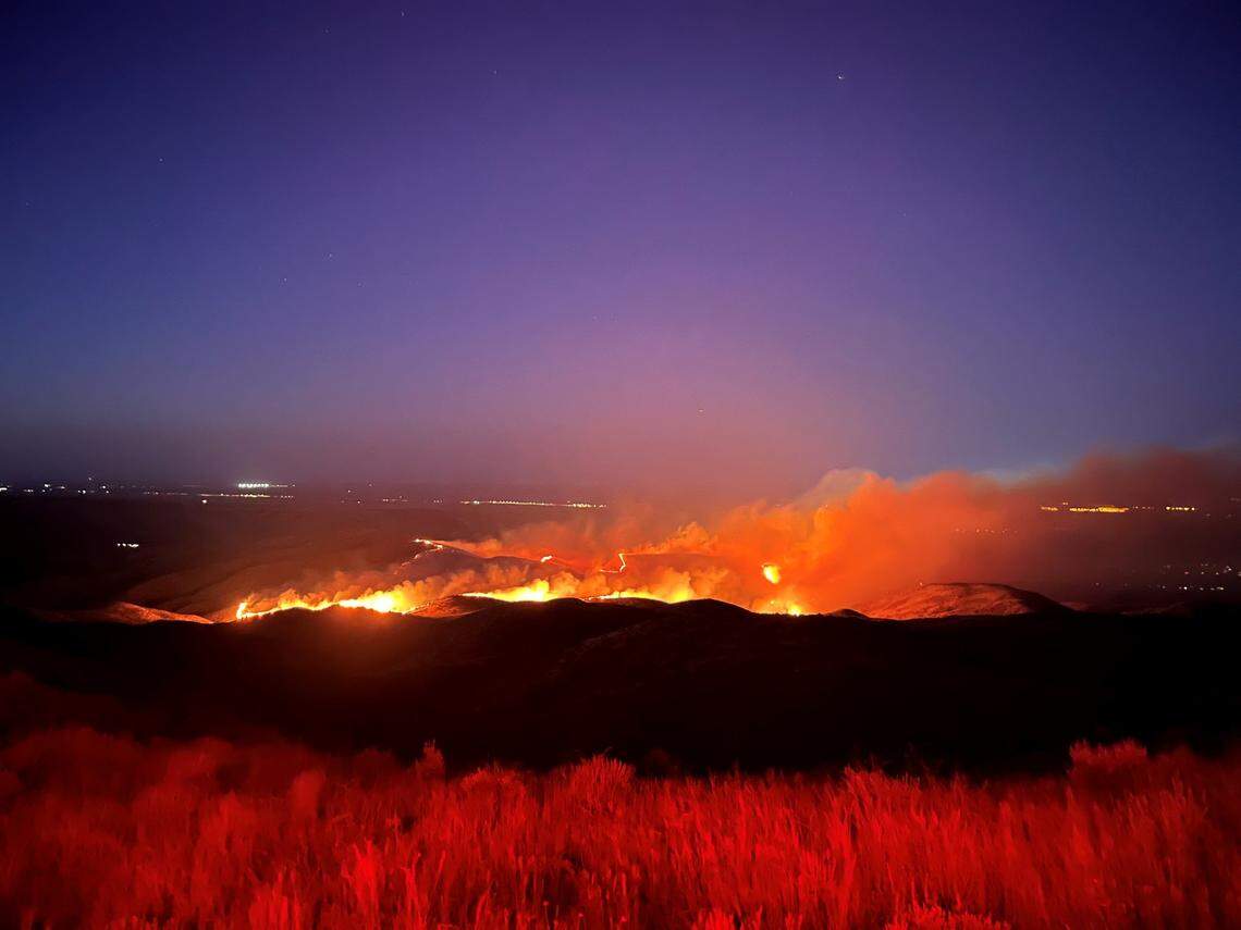 The Valley Fire was burning Friday morning just east of Boise in the Foothills.