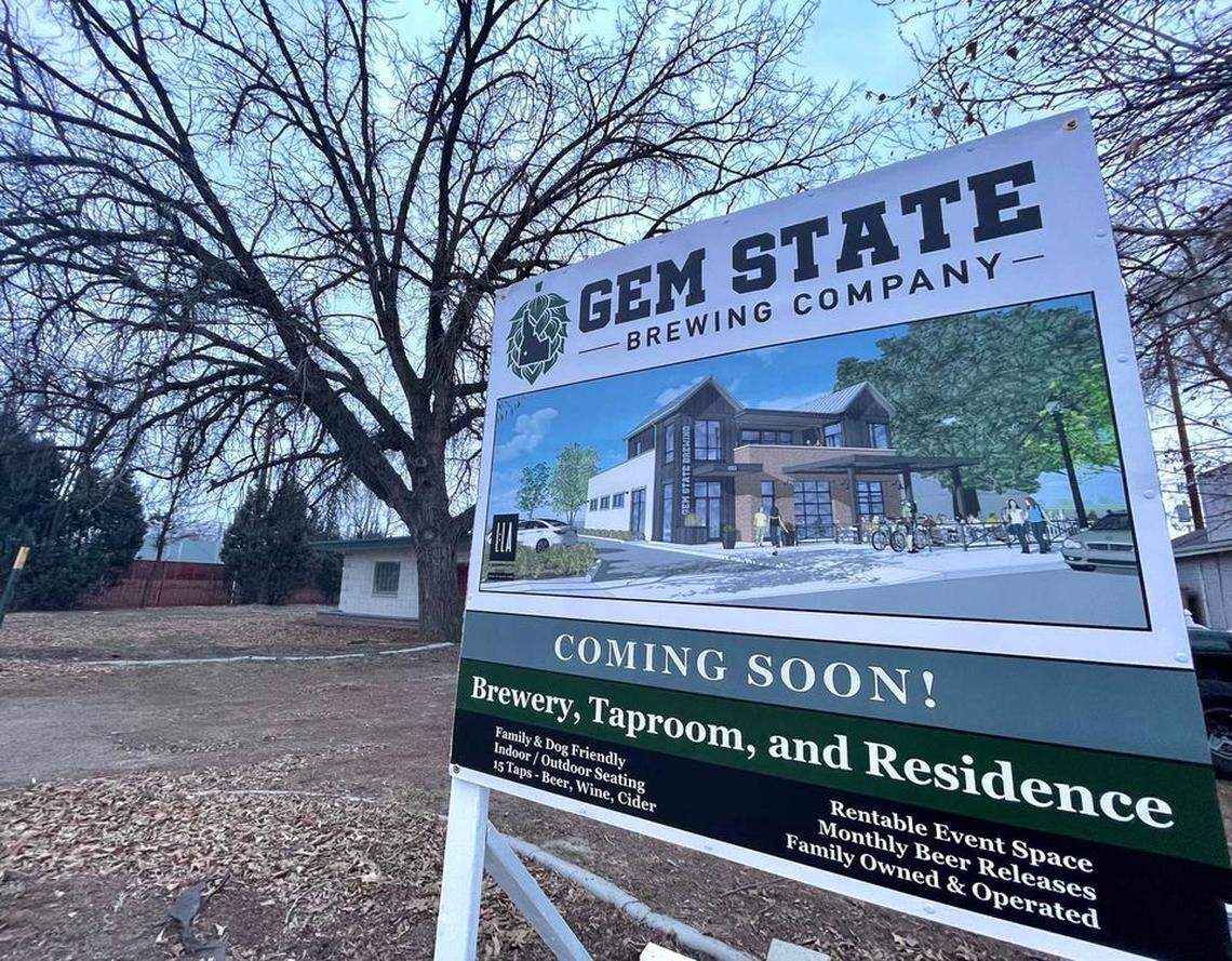 A sign in Eagle promises a new local brewery is coming soon.