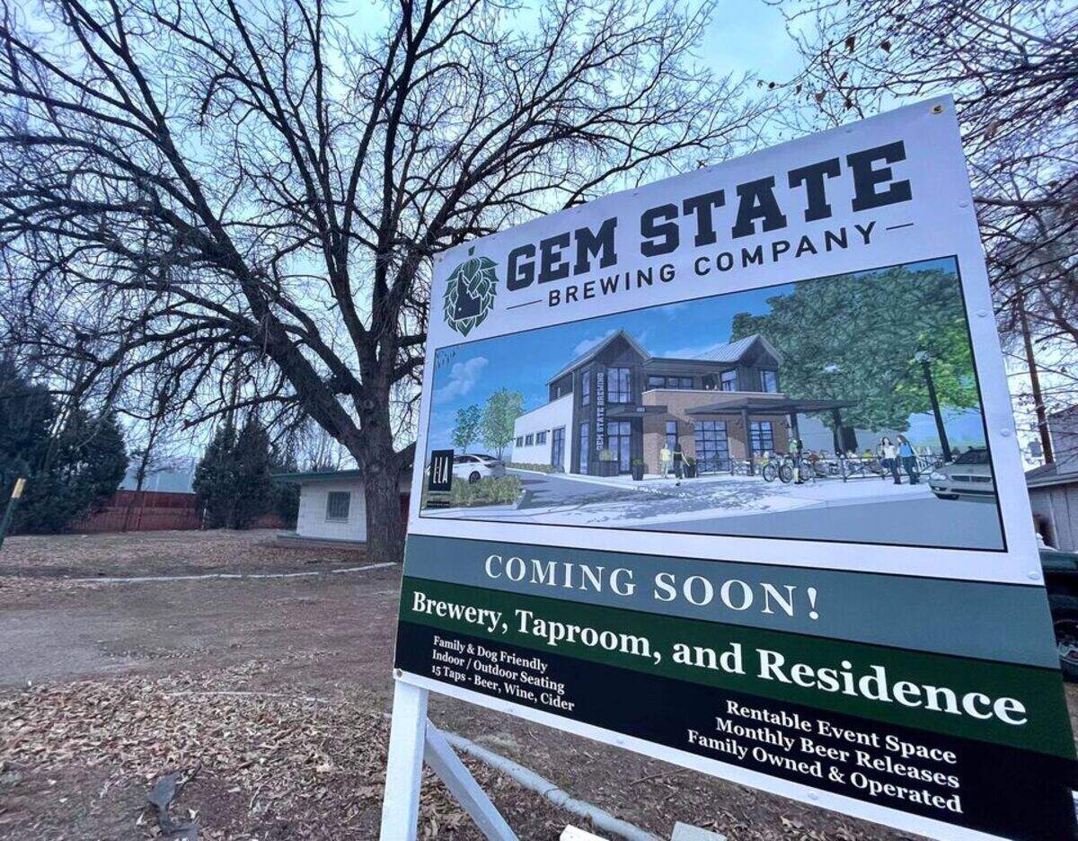 A sign in Eagle promises a new local brewery is coming soon.