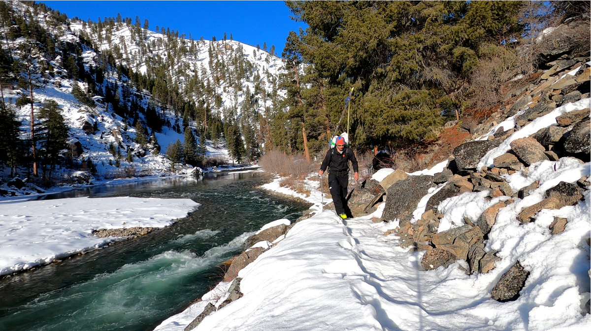 Dan Noakes skis through the Frank Church-River of No Return Wilderness in 2022. Noakes recently premiered a docuseries about the 110-mile traverse.