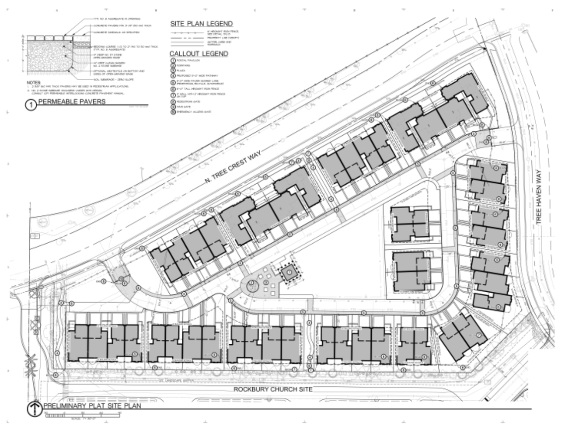 The layout for the site of the Rockbury Townhomes.