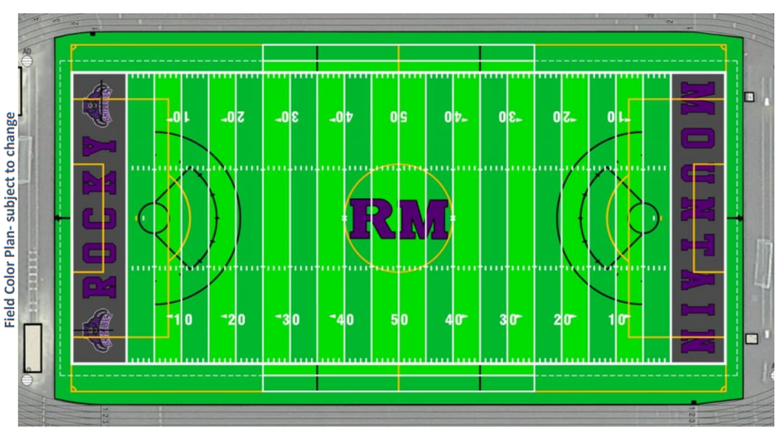 A rendering of the new artificial turf field at Rocky Mountain High.