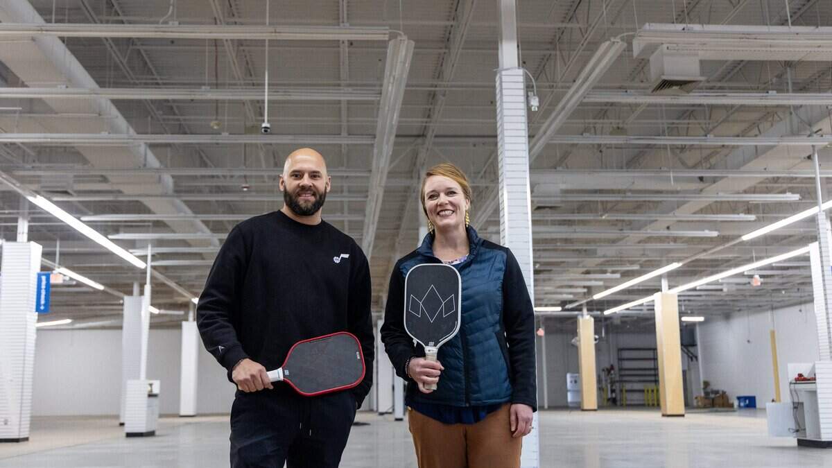 S2 Pickleball co-owner Zach Spencer and general manager Anne Banks stand at the site while it was being constructed a couple of years ago.