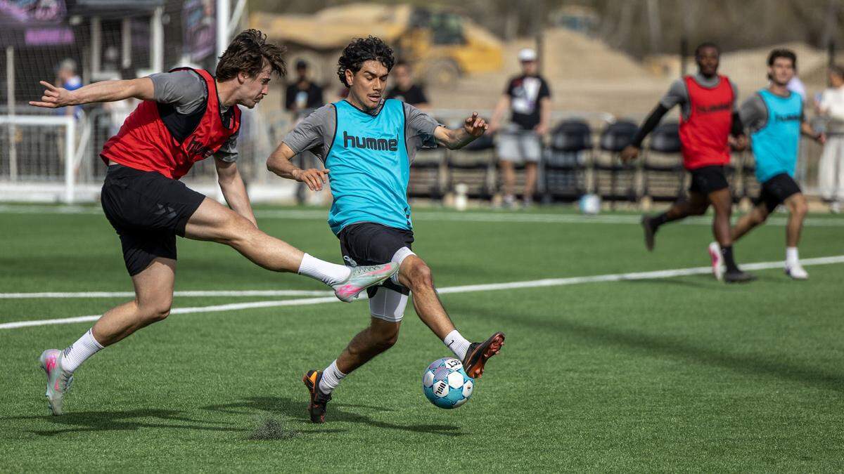 Athletic Club Boise players scrimmage in front of fans at the debut of the new soccer pitch and stadium at Fan Fest, Saturday, March 28, 2026.
