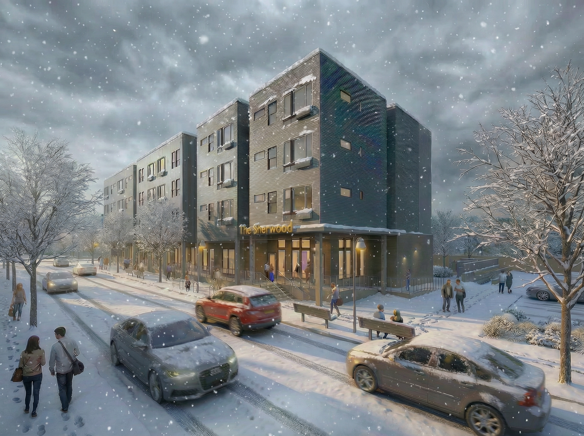 A rendering of The Sherwood, a supportive permanent housing development slated for Boise’s Lusk District