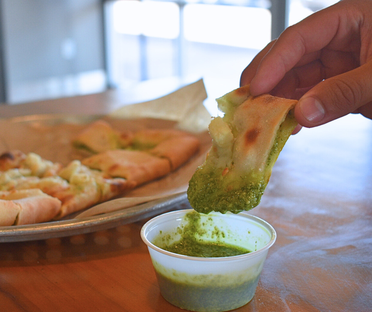 In addition to pizza, Pieology offers tempting sides such as cheese bread.