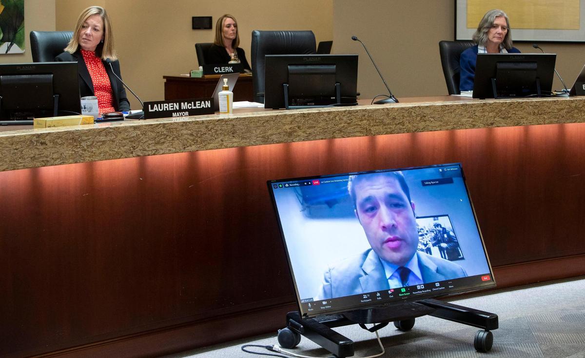 Ryan Lee, speaking remotely via teleconference, thanks the Boise City Council after he was confirmed as the new police chief on June 9.