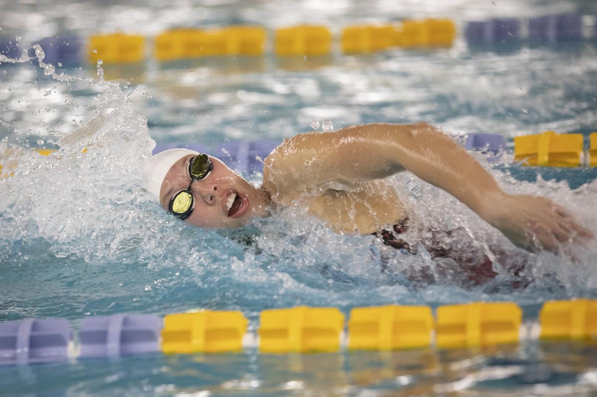 Borah’s Ruby Howell took first in girls 100-yard freestyle in 52.13 seconds at the 5A state swim meet at West Boise YMCA on Saturday, Nov. 9, 2019.