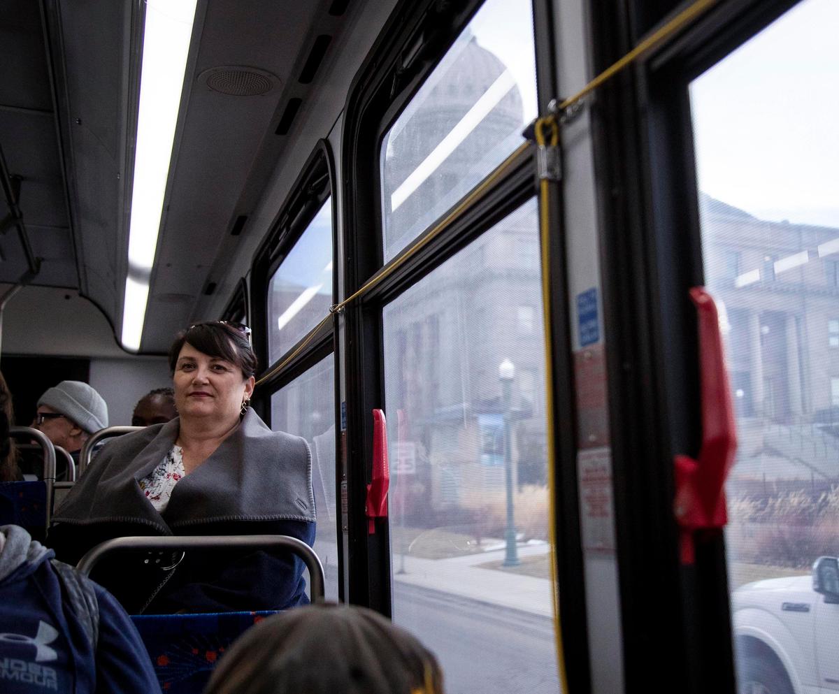 Shannon Lind begins her commute home from Downtown Boise aboard the No. 9 Valley Regional Transit bus. She takes the bus to the end of its route at Glenwood Street where she hops into her car for the remainder of her commute farther west.