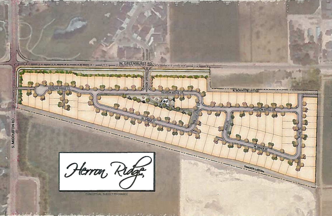 The Herron Ridge subdivision would include 121 single-family houses south of West Greenhurst Road.