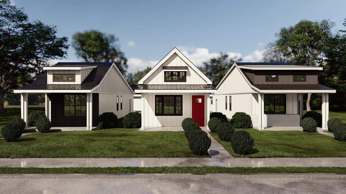 Three homes, each smaller than 1,000 square feet, are being built on West Gage Street by homebuilder Chris Sabala. This rendering shows what they’ll look like.