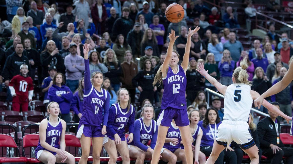 Rocky Mountain junior Averee Osterhout hits the game-winning 3-pointer in overtime as the Grizzlies knocked off Thunder Ridge to open the 5A girls basketball state tournament Thursday at the Ford Idaho Center in Nampa.