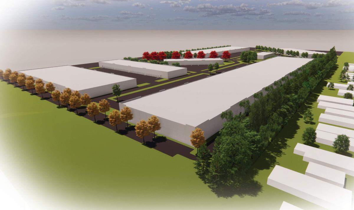 A rendering of the proposed warehouse development in Southeast Boise.