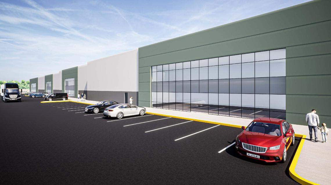 This rendering shows a potential new warehouse at 8852 W. Franklin Rd. in West Boise. The warehouse would have four tenants, according to its developer’s plans.