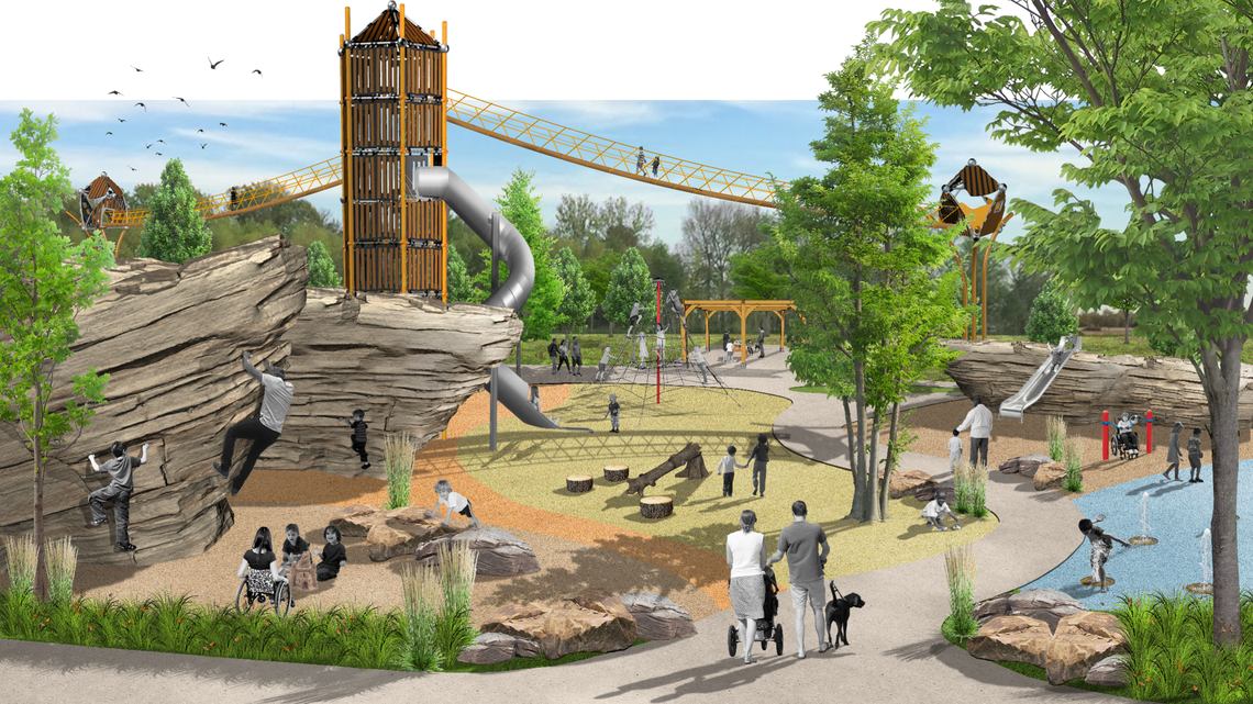 A “destination” playground, proposed by the Land Group for a new Expo Idaho park, could be 10 or more times larger than a standard park playground.