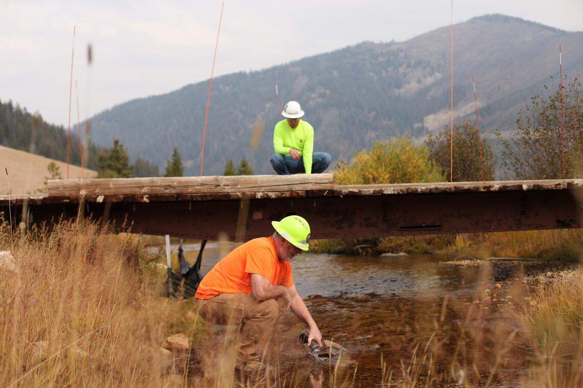 Midas Gold employees at the Stibnite mining site, about 50 miles due east of McCall.